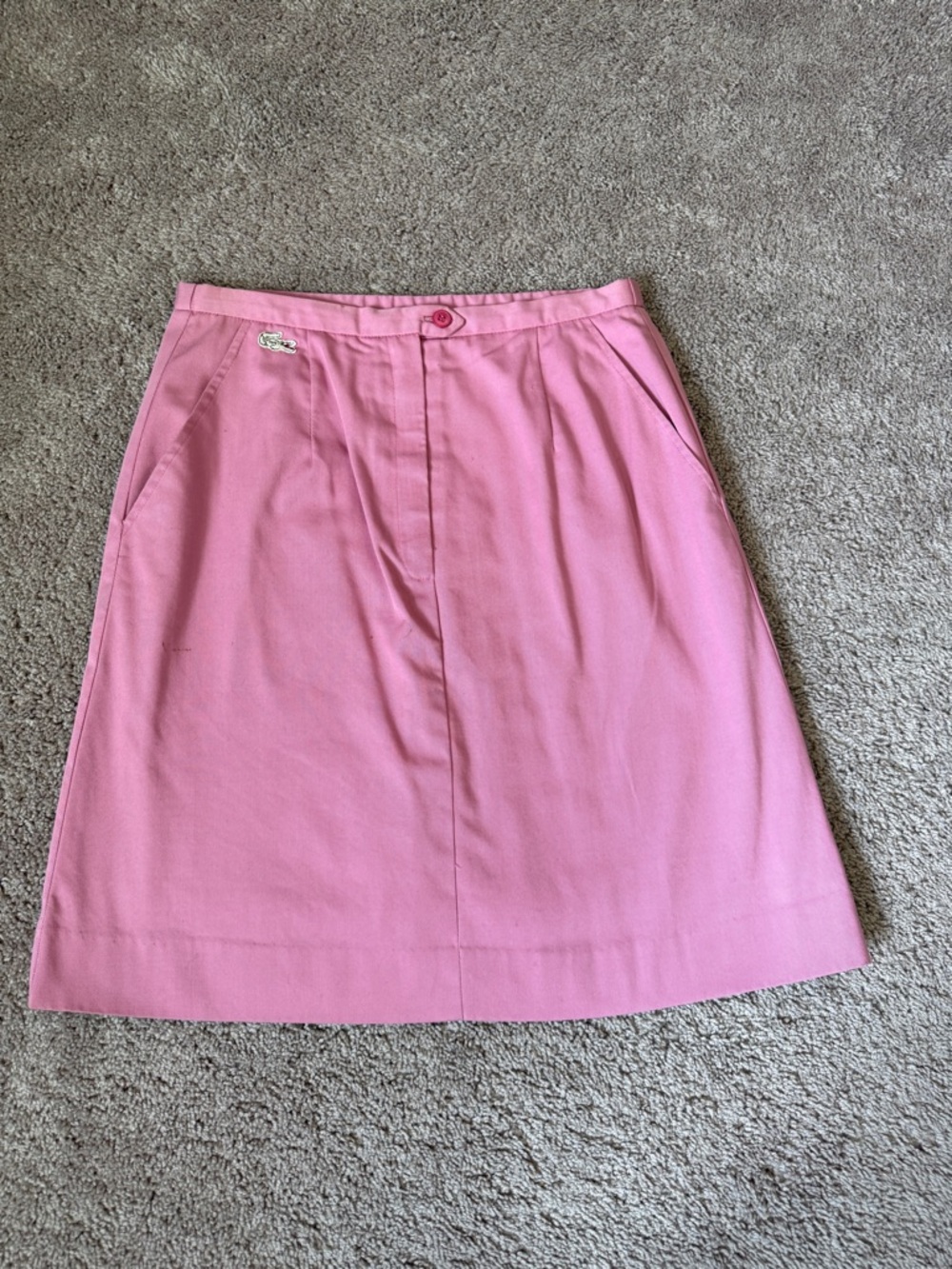 Vintage Lacoste Bubblegum Pink A-Line Skirt with Crocodile Patch